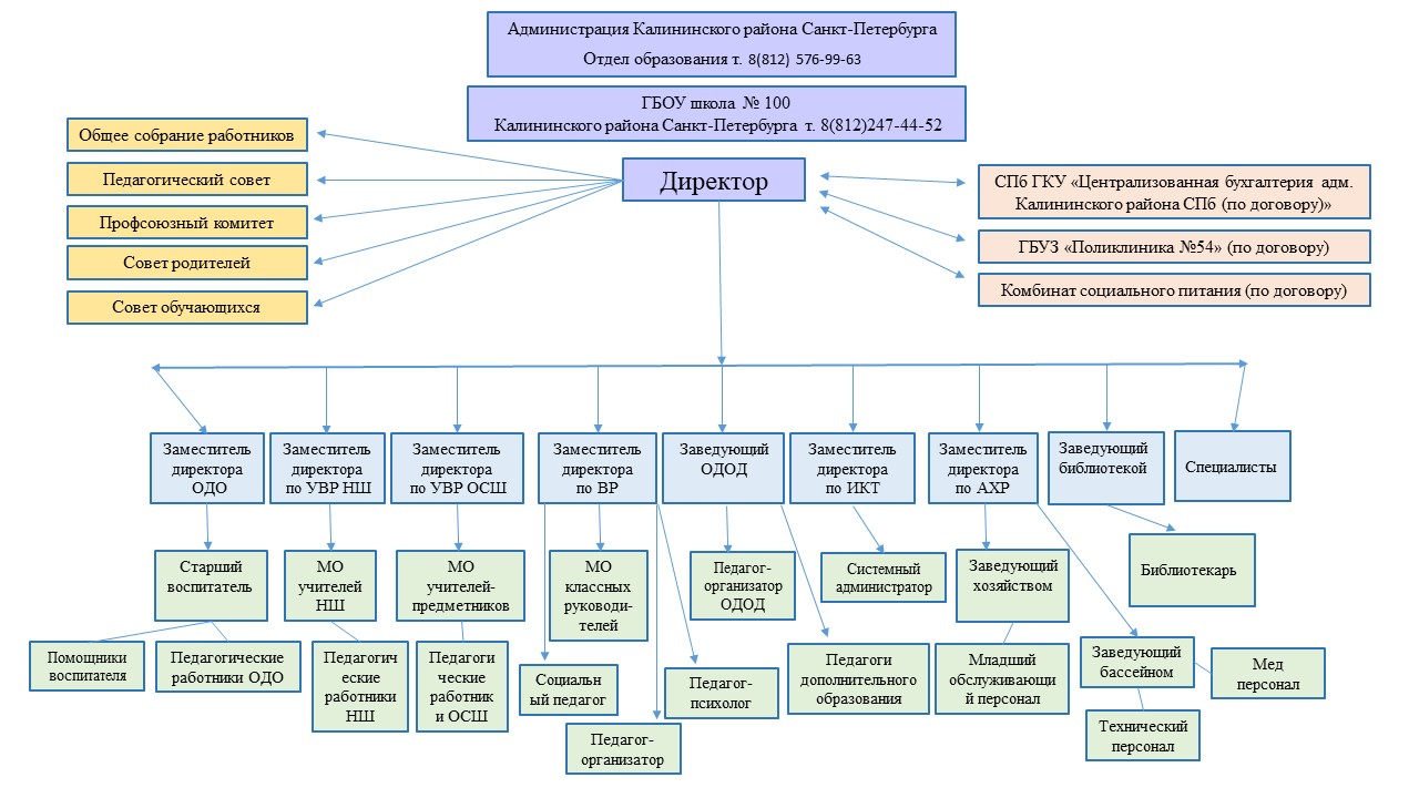 Структура и органы управления образовательной организации – ГБОУ школа №  100 Калининского района